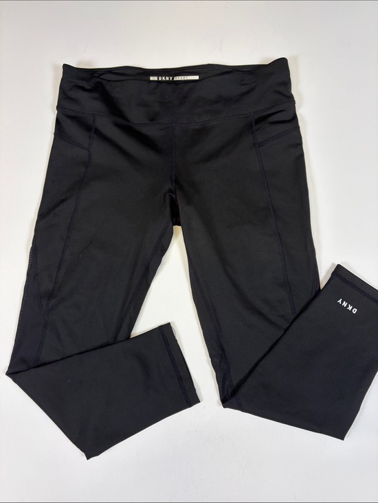 Dkny Pants - DKNY SPORT BLACK HIGH RISE CROP LEGGINGS SIDE MESH POCKETS WOMENS LARGE
